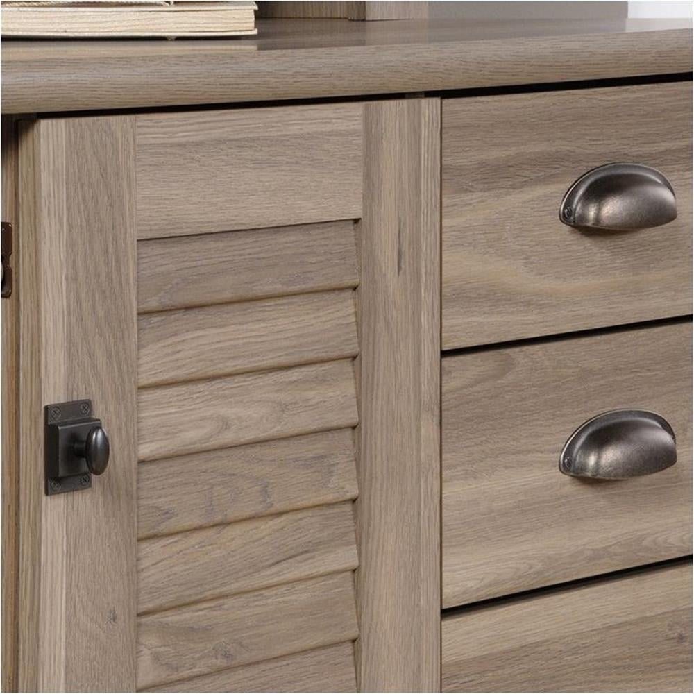 Bowery Hill Traditional Home Office Wood Desk with Hutch in Salt Oak