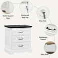 thumbnail image 3 of Farmhouse Nightstand with Charging Station, 3 Drawers White Bedside Table for Bedroom for Adults, 3 of 7