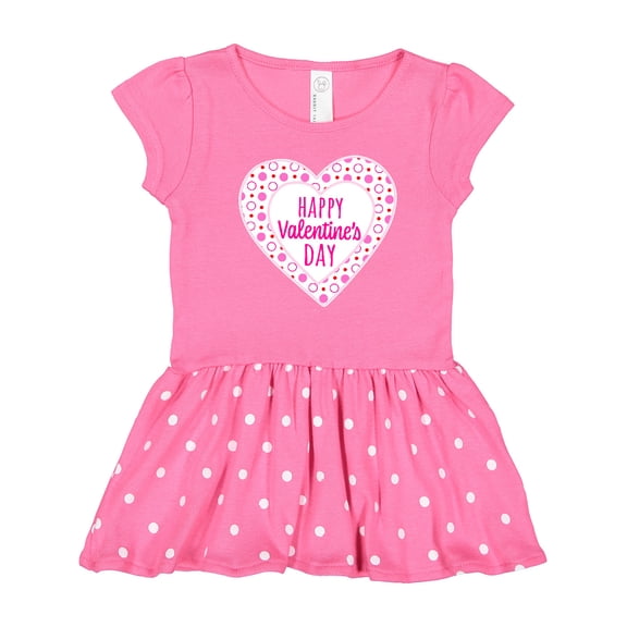 Inktastic Happy Valentine's Day Pink Hearts and Dots Girls Toddler Dress
