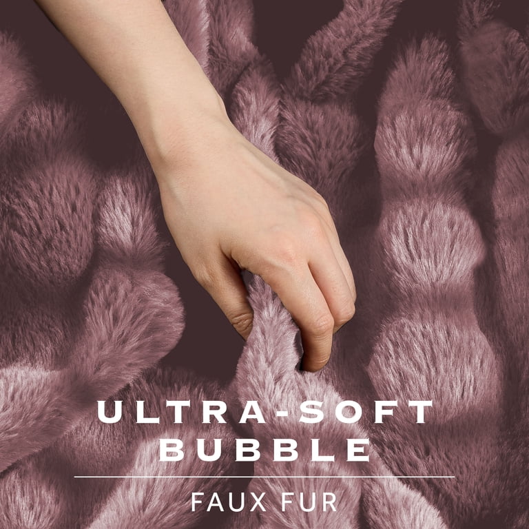 Heated Bubble Faux Fur Throw Blanket, Violet, 50 x 70 in photo 4