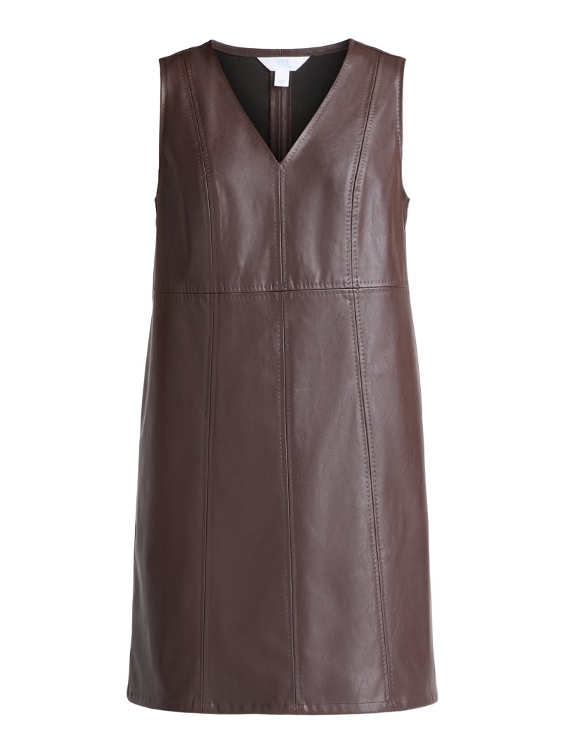 Time and Tru Women's Faux Leather Mini Shift Dress, XS-XXXL - Walmart.com Time and Tru Women's Faux Leather Mini Shift Dress, XS-XXXL - Walmart.com