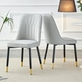 thumbnail image 3 of 2 PCS Dining Chairs Set, Modern PU High Back Seat Dining Upholstered Chair with Sturdy Legs, Dining Room Chairs for Kitchen, Dining Room, Living Room, Light Gray, 3 of 9