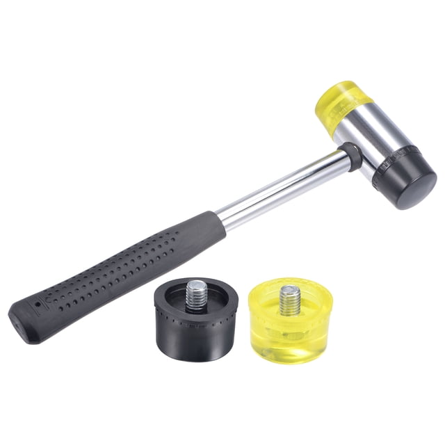 Unique Bargains 40mm Double-Faced Rubber Hammer with Soft/Hard Replacement Mallet Non-Slip Grip