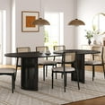 thumbnail image 3 of MAYEERTY Modern 79*33.5*30" Oval Black Dining Table with Arc - shaped Rattan Legs, Seats 6, 3 of 9