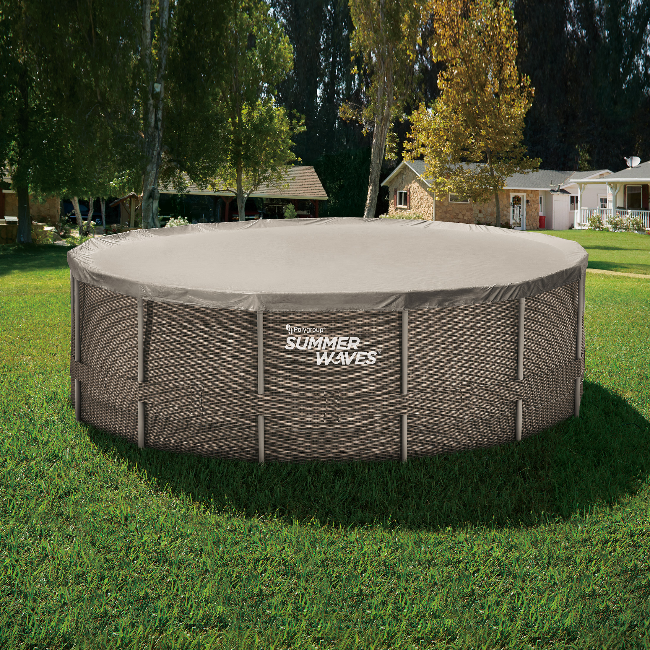 Summer Waves Cover used for Above Ground Pools, Warm Gray, Adults, Unisex
