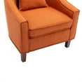 thumbnail image 6 of Upholstered Accent Chair with Ottoman Set, Mid Century Linen Single Sofa Chair with Curved Backrest, Comfy Living Room Chairs with Thick Seat Cushion for Reading Room, Bedoom, Office, Orange, 6 of 7