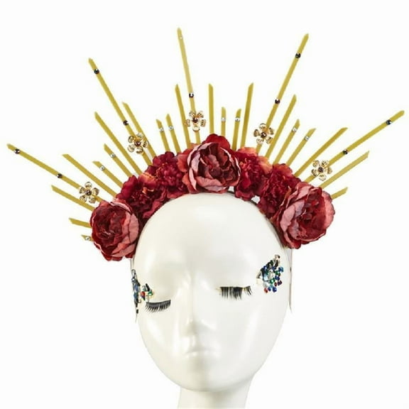Yokua Halos Crown Headpiece Goddess Spiked Tiaras Flower Headband Cosplays Party