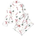 thumbnail image 5 of ZHOGXU Christmas Womens 2 Piece Pajama Sets Printed Long Sleeve Button Down Top Pant Pjs Sets Cozy Nightwear Homewear,White,L, 5 of 5