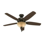 Hunter - Builder Indoor Ceiling Fan With Light, 52-inch, New Bronze, Traditional-style, 3-speed WhisperWind Motor, 53091, for living rooms, bedrooms, home offices, kitchens