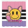 thumbnail image 3 of Ambesonne Emoji Shower Curtain, Meow Funny Kitten Character, 69"Wx84"L, Pink Lavender and Mustard, 3 of 3
