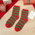 thumbnail image 2 of Arlun 1 Pair Funny Christmas Fuzzy Socks for Women X-Mas Holiday Striped Sherpa Lined Wool Mid-Calf Socks Cute Soft Cozy Winter Warm Home Medium Tube Socks Green One Size, 2 of 4