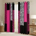 thumbnail image 2 of Homewish Geometric Striped Black Out Curtains,Leopard Print Zebra Lines Curtains Pack of 2 (42x63 Each),Pink White Black Bedroom Curtains For Girls Kids,Luxury Bedroom Decor, 2 of 6