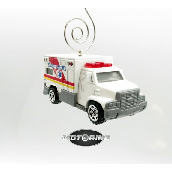 White Ambulance Car Rare Christmas Ornament Diecast