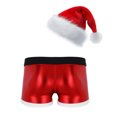 thumbnail image 2 of CHICTRY Ensemble de Noël pour Hommes Tenues de Père Noël 2 Pcs Boxeurs Rouges Shorts de Vacances avec Chapeau F Rouge TTG, 2 of 8