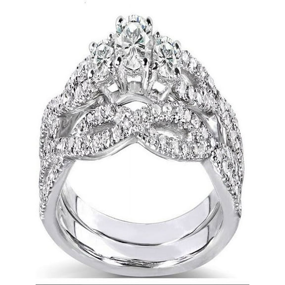 Fascinating Antique Diamond Bridal Ring Set 1 Carat Round Cut Diamond on 10k Gold