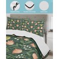 thumbnail image 3 of Quilts Queen Size Bedding Set, Rustic Tulip Flower Reversible Summer Quilt 3 Pieces, Retro Ethnic Floral Plants Birds Green Lightweight Bedspreads Coverlets with 2 Pillow Shams for All Seasons, 3 of 5