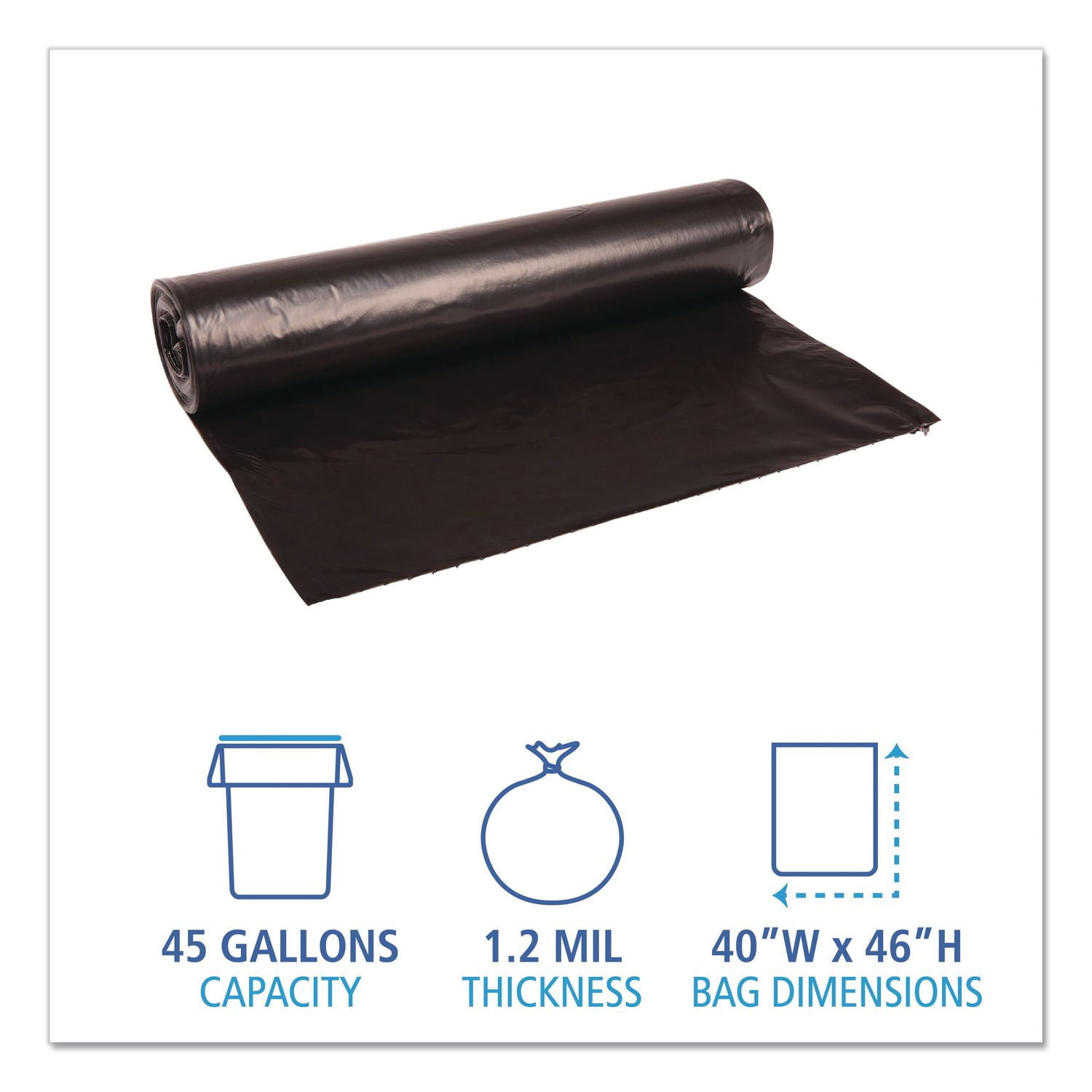 Boardwalk SH-Grade Perforated Trash Bags, 45-Gallon, 10 Bags, 10 Pack