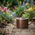 thumbnail image 3 of Metal Watering Can 1.3L. Modern Style Watering Pot with Handle and Long Spout,Brown, 3 of 10