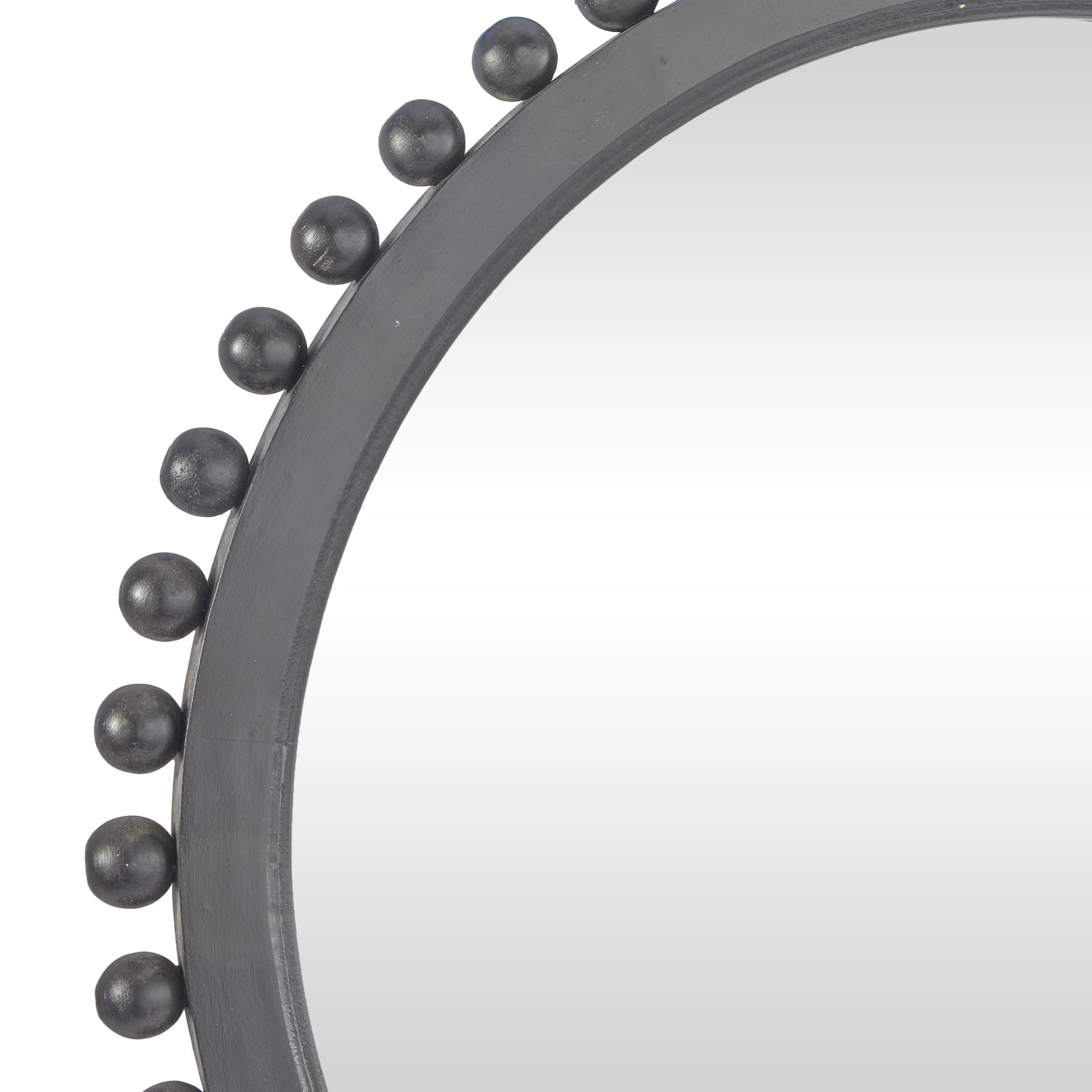 DecMode 35" x 35" Black Wall Mirror with Beaded Detailing