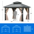 thumbnail image 2 of Dextrus 10x10ft Gazebo Double Roof Canopy with Netting and Curtains, Outdoor Gazebo 2-Tier Hardtop Galvanized Iron Aluminum Frame Garden Tent for Patio, Backyard, Deck and Lawns, 2 of 5