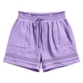 thumbnail image 4 of Workout Shorts Women with Liner New Shorts for Women Lightweight Elastic Waist Lace Trim Short Pants with Pocket Summer Casual Beach Vacation Bottoms Purples S, 4 of 5