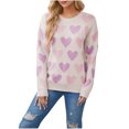 thumbnail image 4 of Rohuuque Women's Long Sleeve Crewneck Sweater Fall Heart Printed Cute Loose Knitted Pullover Tops Trendy Comfortable Blouse Beige, 4 of 4