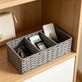 thumbnail image 4 of Cesta de almacenamiento dividida tejida en cuerda de papel con 3 compartimentos para artículos de baño, decoración del hogar y organización, 36 x 15 x 9.5 cm, 4 of 6