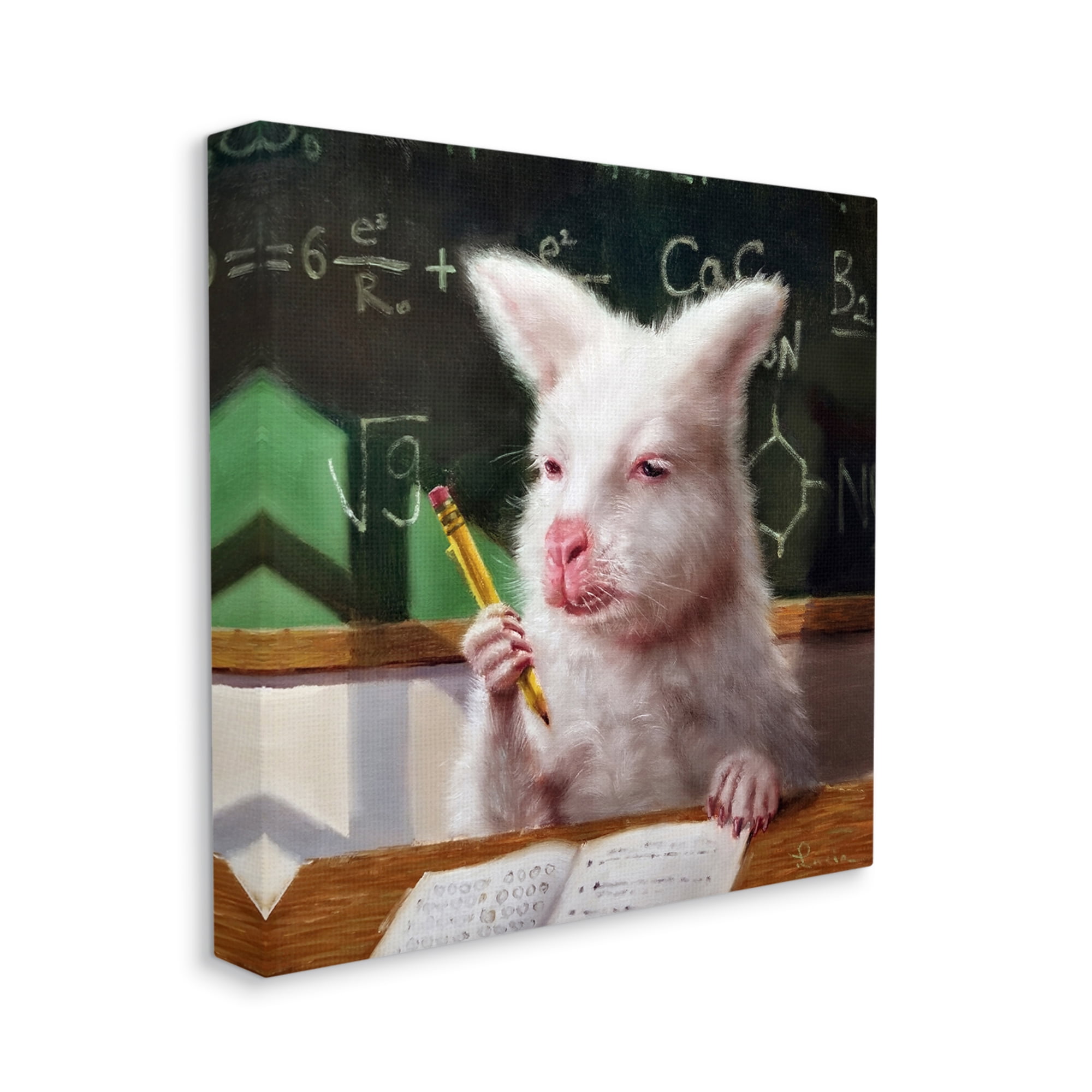 Stupell Industries Wallaby in Classroom Animals & Insects Painting Gallery Wrapped Canvas Print Wall Art, 30 x 30