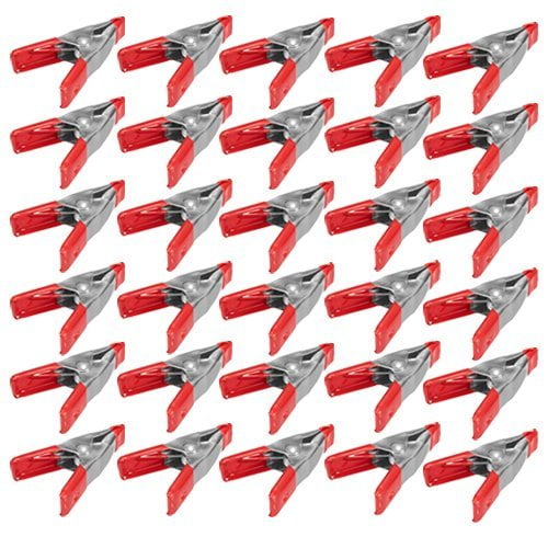 Wideskall 4 inch Metal Spring Clamps w/ Red PVC Coated Handle and Tips Pack of 60 