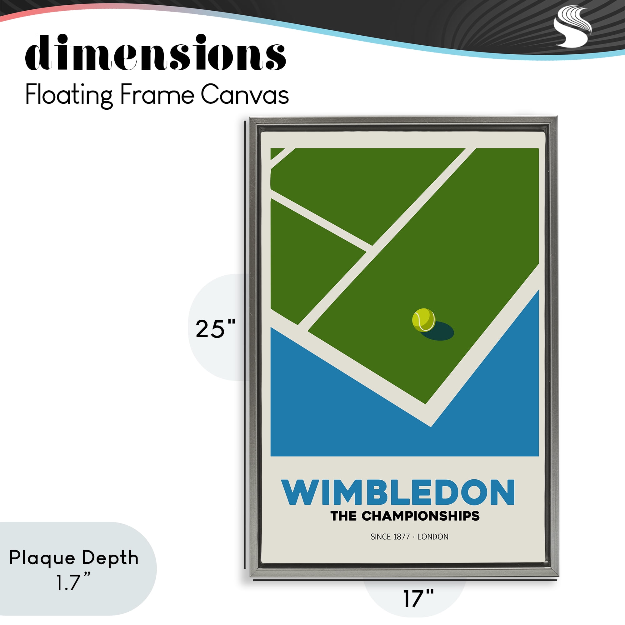 Stupell Industries Wimbledon Tennis Court Gray Framed Floater Canvas Wall Art, design by Andreas Magnusson