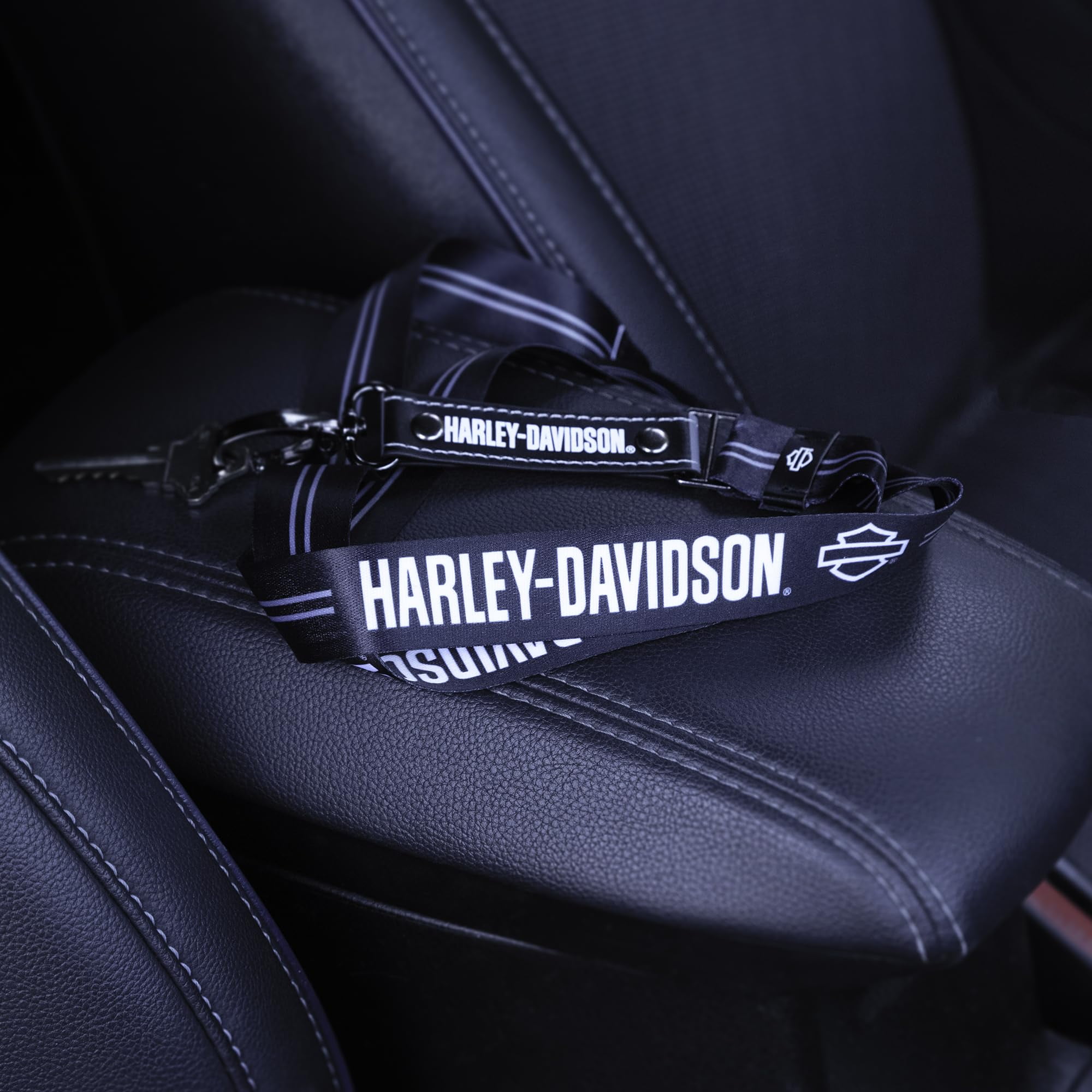 Harley-Davidson Bar & Shield Text Logo Lanyard, Black & White, Harley Davidson