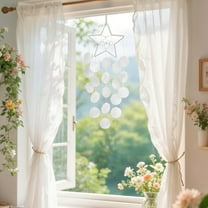 Aufmer 4 Pcs Star and Seashell Wind Chime, Woven Dreamcatcher Ornament with Crystal Details, Home and Garden Decor(White)