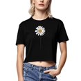 thumbnail image 2 of Mifsaly Floral Crop Tops for Women Summer Slim Fit Crewneck Short Sleeve Cropped T-Shirts Trendy Y2K Going Out Cotton Shirts Lightweight Casual Beach Club Party Tees S, 2 of 6