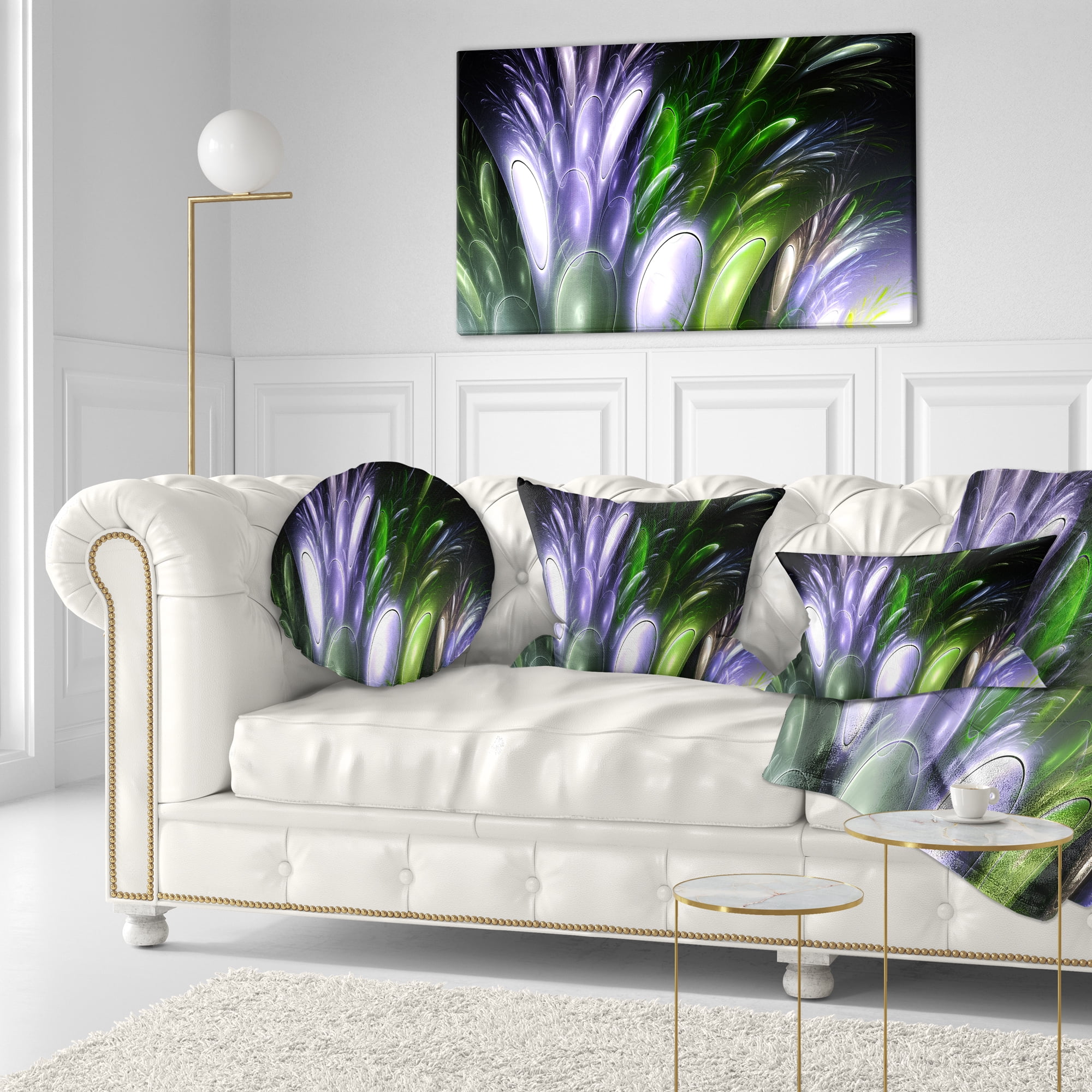 Designart Mysterious Psychedelic Flower - Abstract Throw Pillow - 12x20