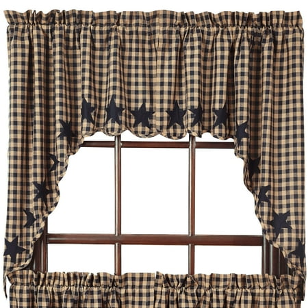 Star And Check Scalloped Country Swags Navy Black And Burgundy