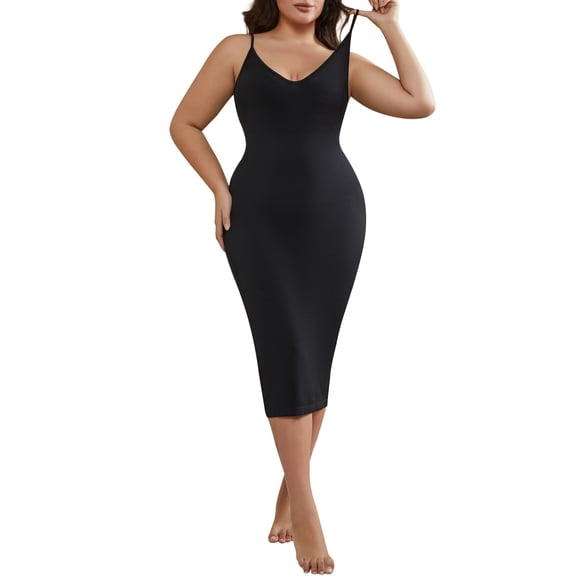 Athlemo Plus Size Women's Shaping Full Slips Shapewear Tummy Control Dress Cami Slip Body Shaper
