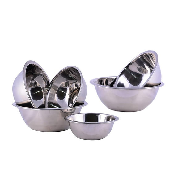 Cuissentials Mixing Bowls Stainless Steel Set of 6 Pieces Kitchen High Quality, Prep Bowl, Size 3/4 Qt, 1 Qt, 1.5 Qt, 2 Qt, 3 Qt, 8 Qt