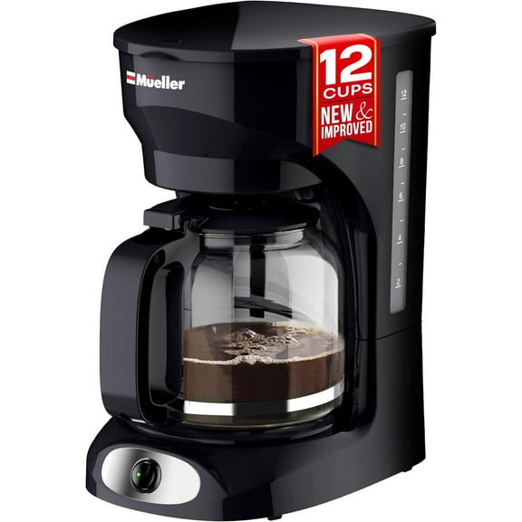 12-Cup Drip Coffee Maker - Borosilicate Carafe, Auto-Off, Reusable Filter, Anti-Drip, Keep-Warm Function, Clear Water Level Window Coffee Machine, Kitchen Essentials & Accessories