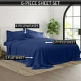 thumbnail image 3 of 30-INCH EXTRA DEEP POCKETS - 6 PC Short King Sheet Set - (Extra Pillowcases, Fitted & Flat) 600-Thread-Count 100% Egyptian Cotton, Soft Breathable - Long Staple 600TC Cotton - Mediterranean Blue, 3 of 7