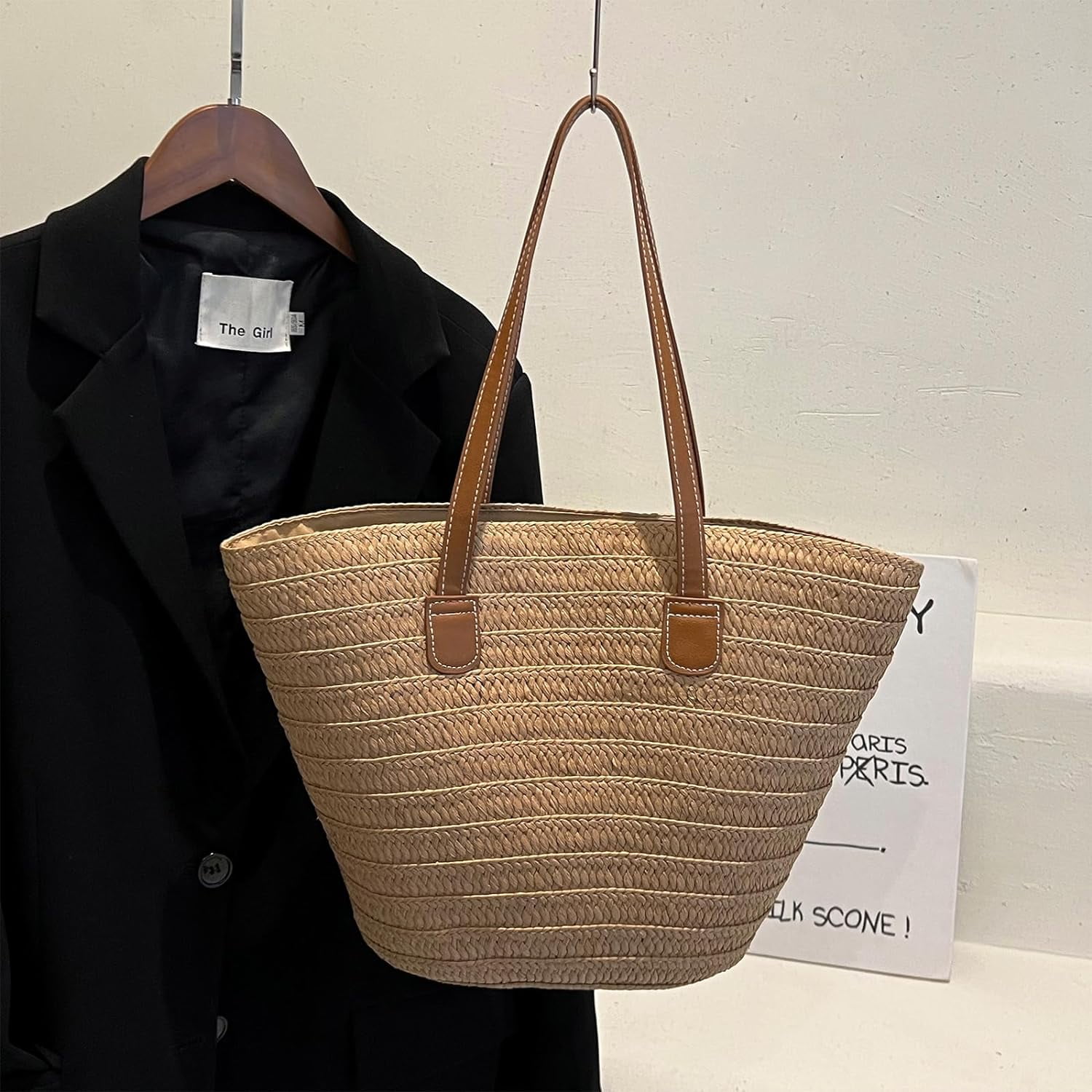 Kukuzhu Straw Beach Bag, Summer Straw Handbags for Women TrendyStraw Purses Woven Tote Bag for Travel Vacation