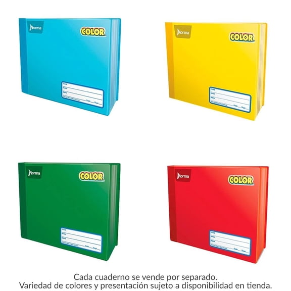 Cuaderno italiano Norma Color cosido cuadro grande 100 hojas varios colores 1pieza