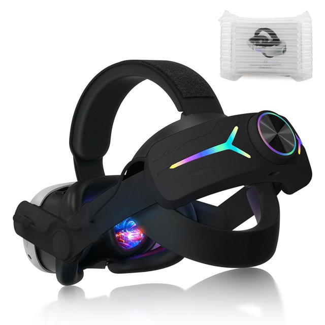 Likrtyny Correa para La Cabeza Ajustable RGB Con Batería 8000 MAh para Meta Quest 3 (negro)
