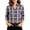 Navy A3, variant on Edvintorg Shirts for Women Trendy V Neck Lightweight Pullover Top 3/4 Length Sleeve Plaid Blouse Plus Size Women Clothes Multicolor M