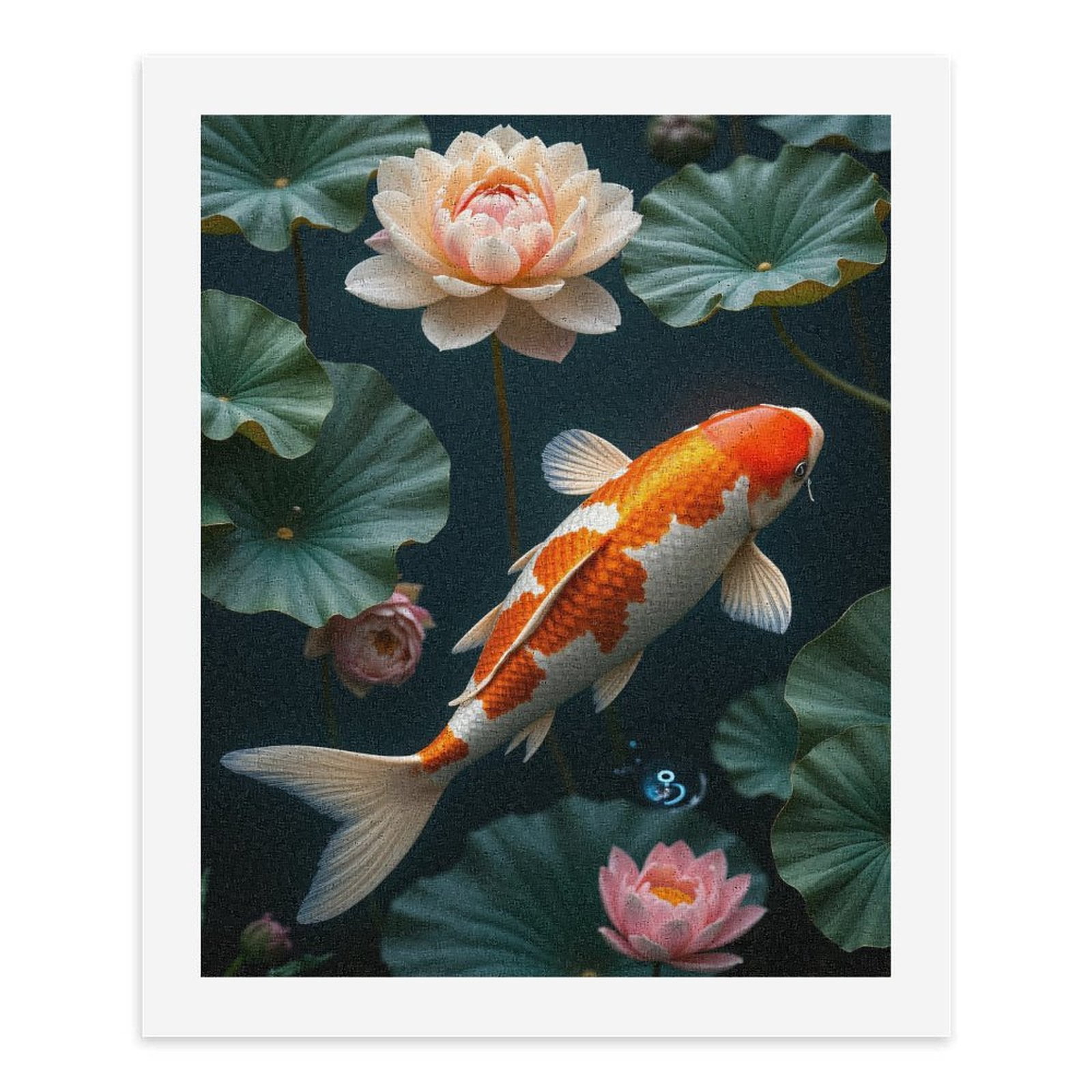 Paint by Numbers Kit for Adults, Koi Lotus Pond Serene Beauty Paint by Numbers, Easy Paint by Numbers Kit for Adults Beginner, DIY Adult Paint by Number Kits on Canvas, 12x16in Home Decor