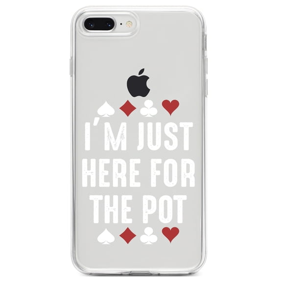DistinctInk Clear Shockproof Hybrid Case for iPhone 7 PLUS / 8 PLUS (5.5" Screen) TPU Bumper Acrylic Back Tempered Glass Screen Protector - I'm Just Here for the Pot - Poker Casino