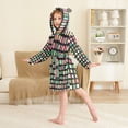 thumbnail image 4 of FORMRS Niños Bathrobe Unisex Hooded Robe Soft Plush Pajamas Sleepwear, Size 4-6T, Green Block Pattern, 4 of 7