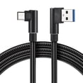 thumbnail image 1 of Cable micro USB trenzado de 1 m en ángulo recto, USB 2.4 A a 90 grados, cable de datos y cargador para teléfonos Android universales (negro), 1 of 7
