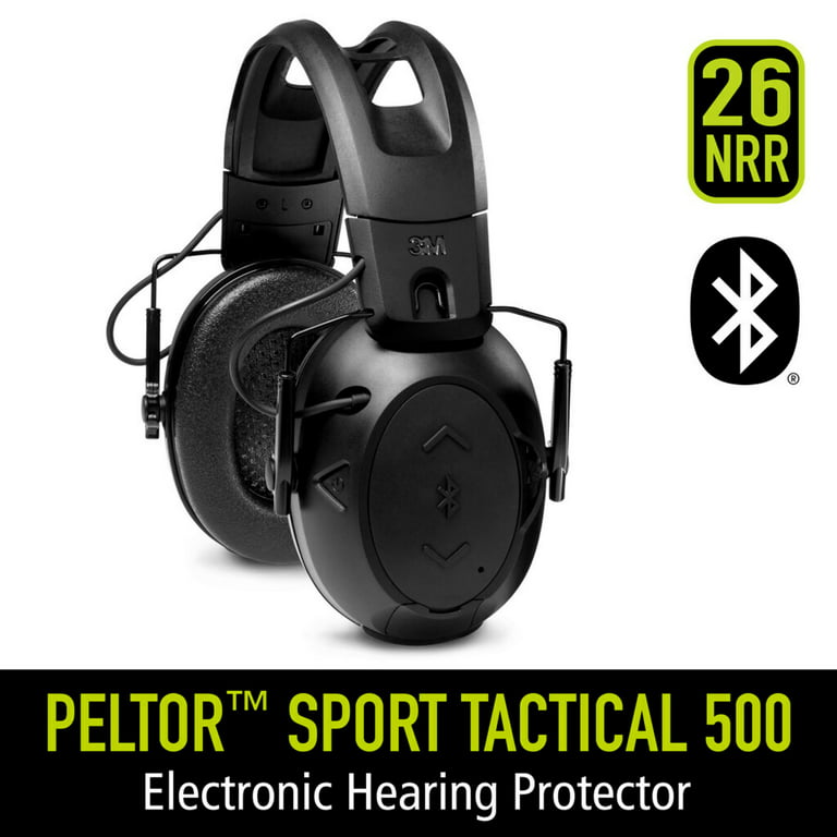 Peltor Sport Tactical 500 Electronic Hearing Protection Earmuffs,  Bluetooth-Enabled, Black 
