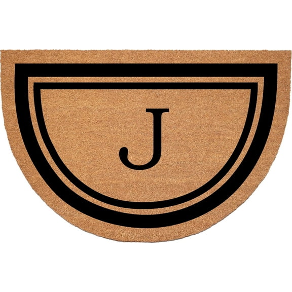 Calloway Mills 152962436HC J Half Circle Black Border 24" x 36" Monogram Doormat (Letter J)