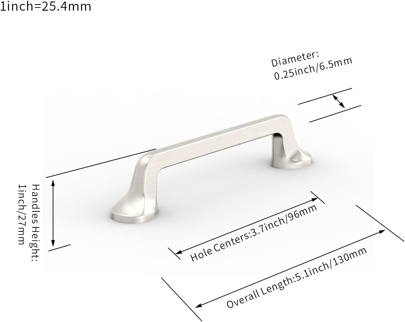 Furniware 10 Pack Cabinet Pulls, Hardware Drawer Handles, Zinc Alloy Kitchen Cabinet Door Handles Pull, Brushed Satin Nickel-96mm(3.8 Inch) Hole Center